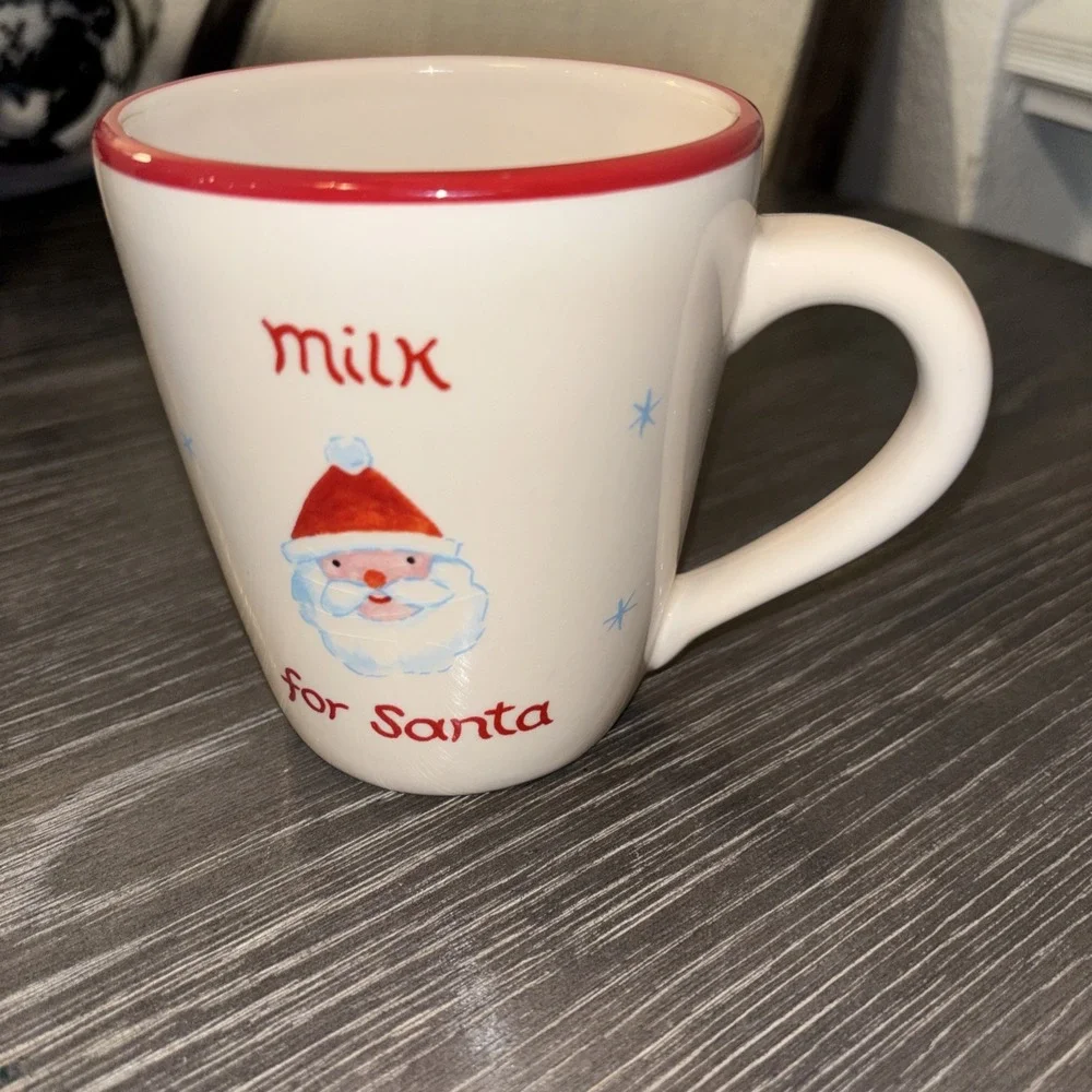 Pottery Barn Milk For Santa Mug/Cup‎ Merry Christmas Inside-EXCELLENT CONDITION